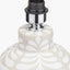 Tania Grey and White Pattern Ceramic Table Lamp Base with Lino 35cm Cream Self Lined Linen Cylinder Lampshade