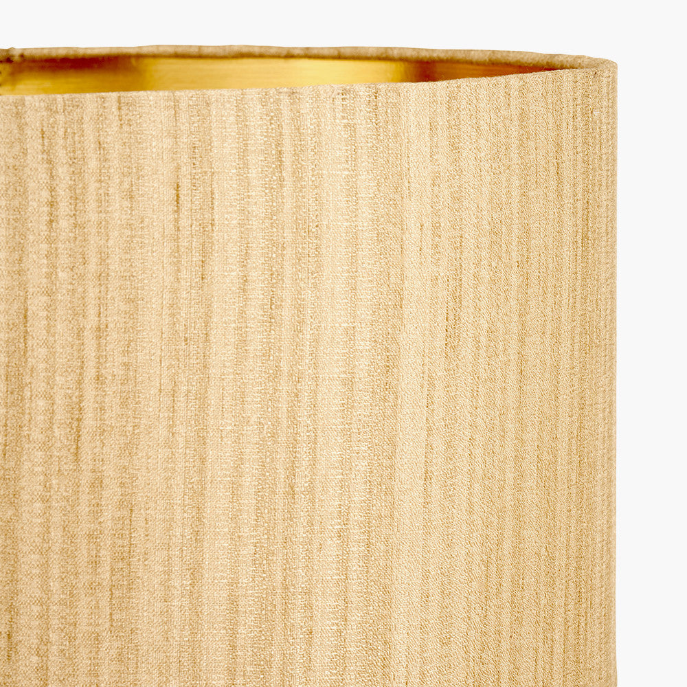 Thea Lillac and Gold Leaf Ceramic Table Lamp Base with Stellan 35cm Gold Slubbed Silk Mix Gold Lined Cylinder Lampshade