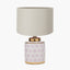 Thea Lillac and Gold Leaf Ceramic Table Lamp Base with Lino 35cm Grey Self Lined Linen Cylinder Lampshade