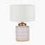 Thea Lillac and Gold Leaf Ceramic Table Lamp Base with Lino 35cm White Self Lined Linen Cylinder Lampshade