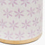 Thea Lillac and Gold Leaf Ceramic Table Lamp Base with Lino 35cm White Self Lined Linen Cylinder Lampshade