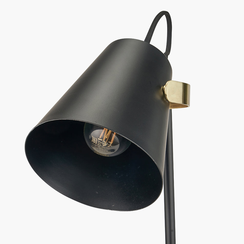 Theia Black and Brushed Brass Task Table Lamp