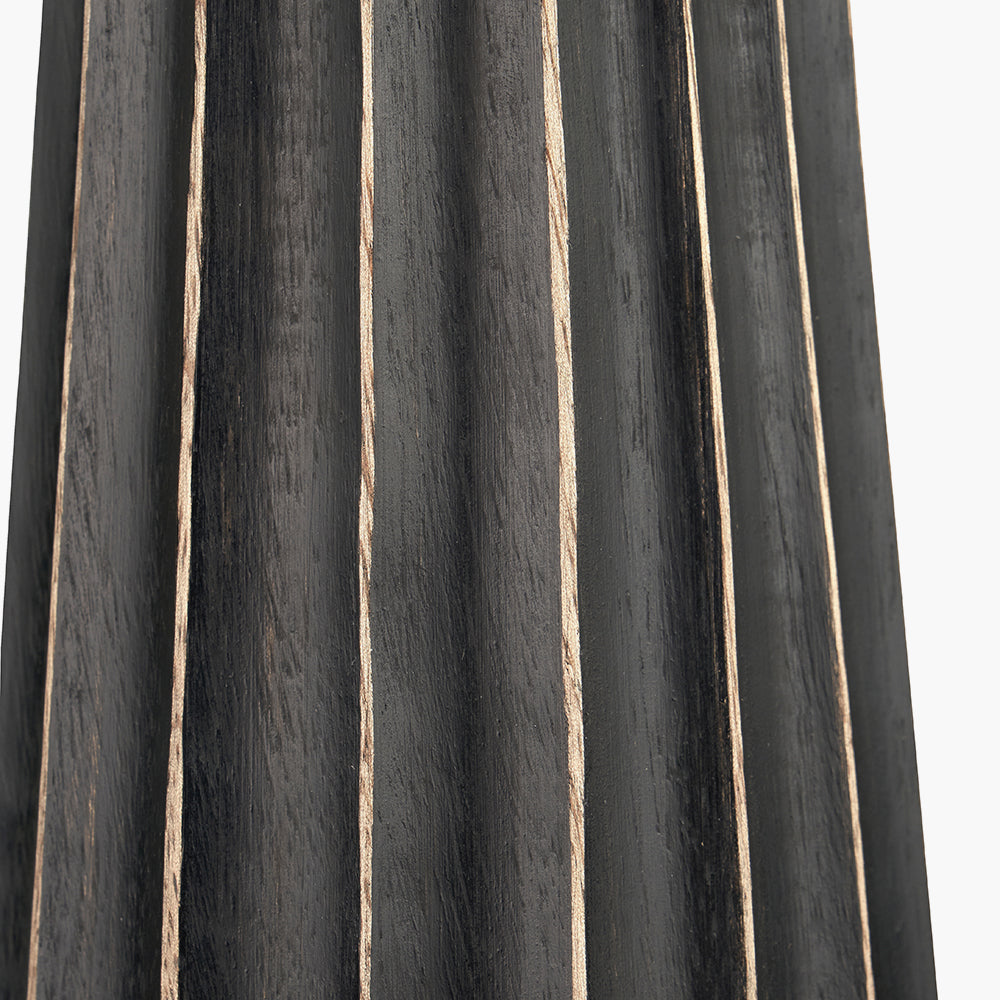Draydon Black Wash Mango Wood Textured Cone Table Lamp