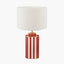 Raya Cinnamon and White Hand Painted Metal Table Lamp Base with Rouen 40cm White Boucle Cylinder Lampshade