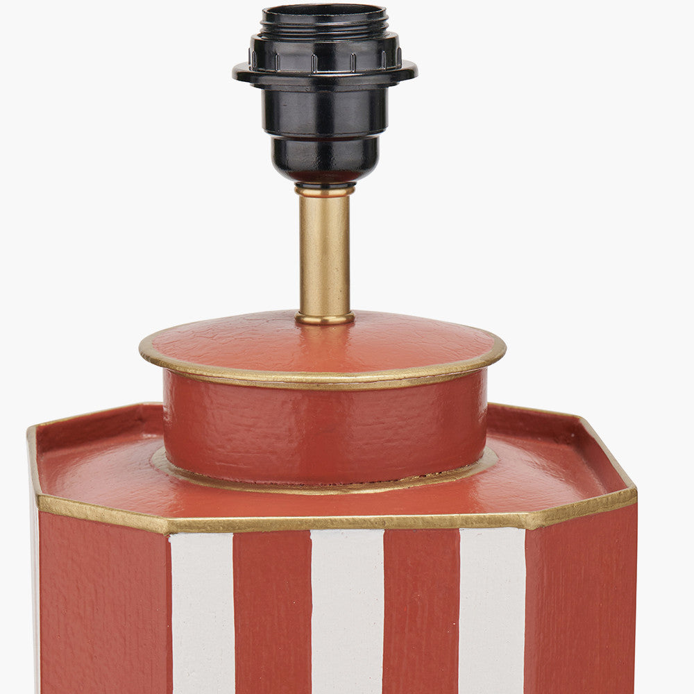 Raya Cinnamon and White Hand Painted Metal Table Lamp Base with Martigues 40cm White Boucle Tapered Lampshade