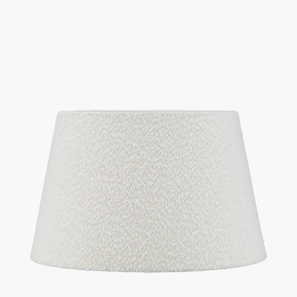 Raya Cinnamon and White Hand Painted Metal Table Lamp Base with Martigues 40cm White Boucle Tapered Lampshade