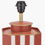 Raya Cinnamon and White Hand Painted Metal Table Lamp Base with Lino 40cm Black Self Lined Linen Cylinder Lampshade