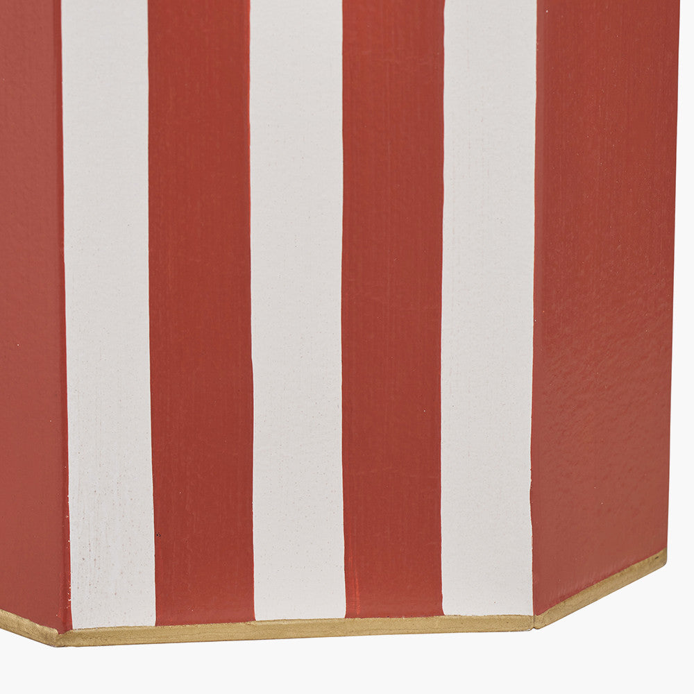 Raya Cinnamon and White Hand Painted Metal Table Lamp Base with Lino 40cm Cinnamon Self Lined Linen Cylinder Lampshade
