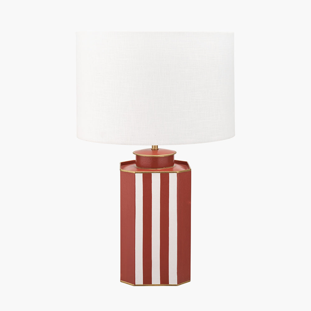 Raya Cinnamon and White Hand Painted Metal Table Lamp Base