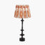 Emilio Matt Black Candlestick Table Lamp Base with Izara 35cm Cinnamon Ikat Patterned Mushroom Pleat Tapered Lampshade