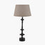 Emilio Matt Black Candlestick Table Lamp Base with Martigues 40cm Taupe Boucle Tapered Lampshade