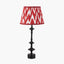 Emilio Matt Black Candlestick Table Lamp Base with Kamilah 40cm Red Chevron Patterned Mushroom Pleat Tapered Lamp Shade