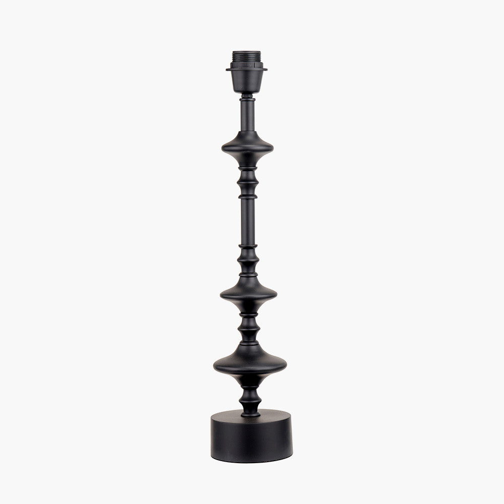 Emilio Matt Black Candlestick Table Lamp Base with Kamilah 40cm Red Chevron Patterned Mushroom Pleat Tapered Lamp Shade