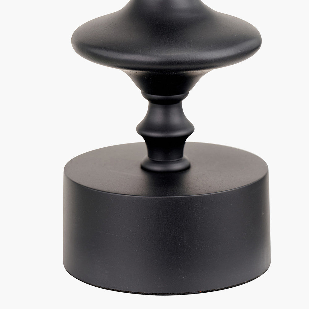 Emilio Matt Black Candlestick Table Lamp Base with Kamilah 40cm Red Chevron Patterned Mushroom Pleat Tapered Lamp Shade