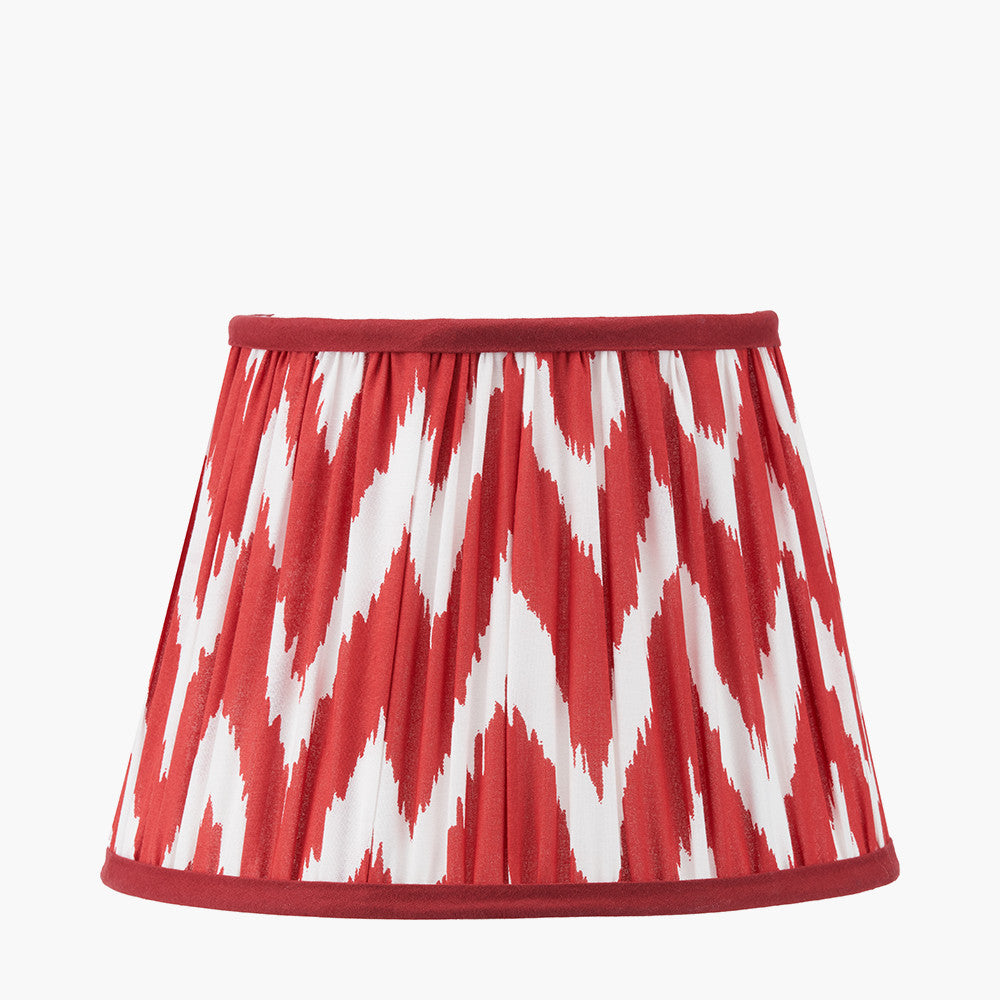 Emilio Matt Black Candlestick Table Lamp Base with Kamilah 40cm Red Chevron Patterned Mushroom Pleat Tapered Lamp Shade