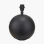 Benio Matt Black Metal Spherical Table Lamp Base with Henry 35cm White Handloom Cylinder Lampshade
