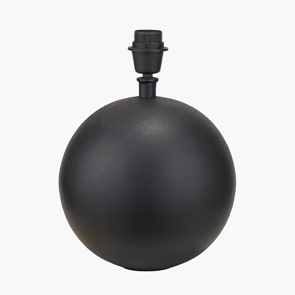 Benio Matt Black Metal Spherical Table Lamp Base with Vienna 35cm Blue Chevron Mushroom Pleat Lampshade