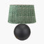Benio Matt Black Metal Spherical Table Lamp Base with Vienna 35cm Forest Green Chevron Mushroom Pleat Lampshade