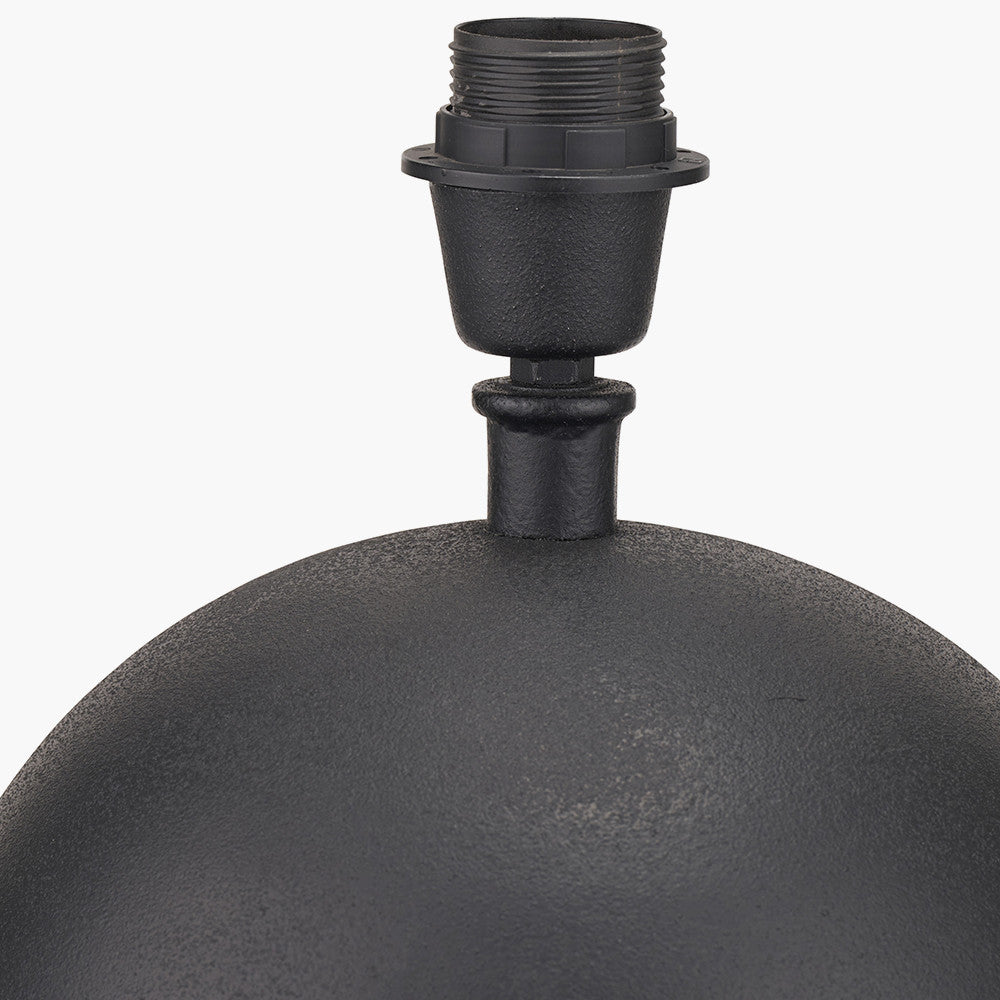 Benio Matt Black Metal Spherical Table Lamp Base with Vienna 35cm Red Chevron Mushroom Pleat Lampshade