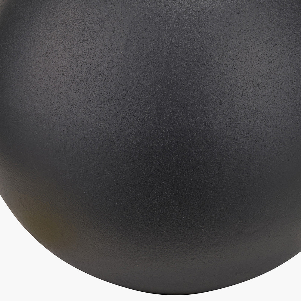 Benio Matt Black Metal Spherical Table Lamp Base with Vienna 35cm Red Chevron Mushroom Pleat Lampshade