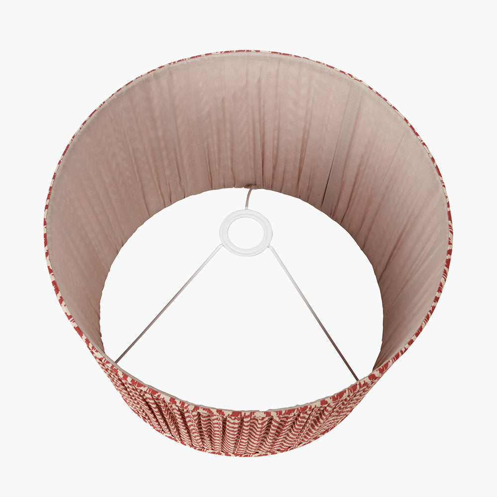 Benio Matt Black Metal Spherical Table Lamp Base with Vienna 35cm Red Chevron Mushroom Pleat Lampshade