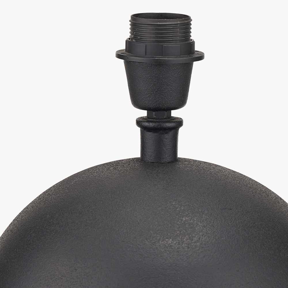 Benio Matt Black Metal Spherical Table Lamp Base with Vienna 35cm Taupe Chevron Mushroom Pleat Lampshade
