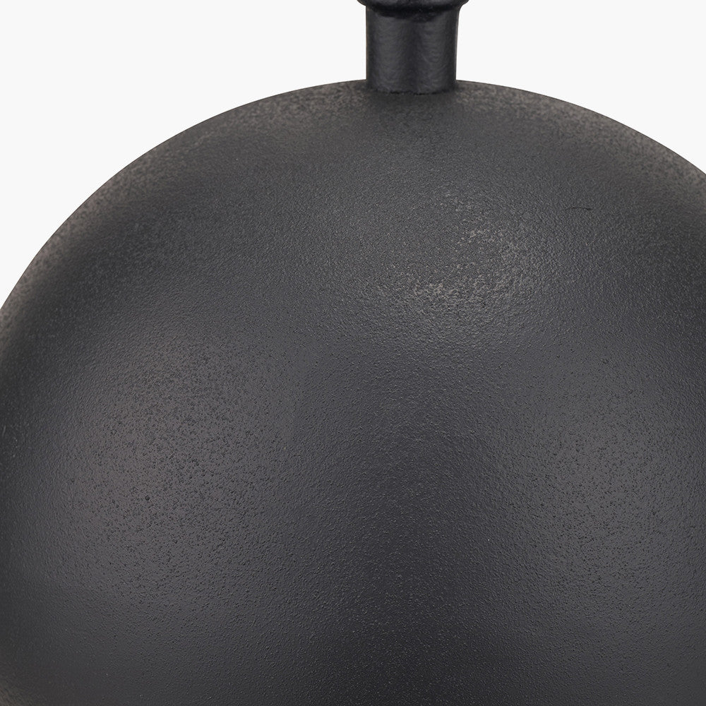 Benio Matt Black Metal Spherical Table Lamp Base with Vienna 35cm Taupe Chevron Mushroom Pleat Lampshade