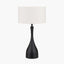 Llora Matt Black Metal Curved Table Lamp Base with Henry 35cm White Handloom Cylinder Lampshade