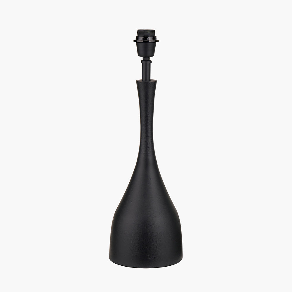 Llora Matt Black Metal Curved Table Lamp Base with Lars 35cm Black Ikat Patterned Cylinder Lampshade