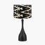 Llora Matt Black Metal Curved Table Lamp Base with Lars 35cm Black Ikat Patterned Cylinder Lampshade