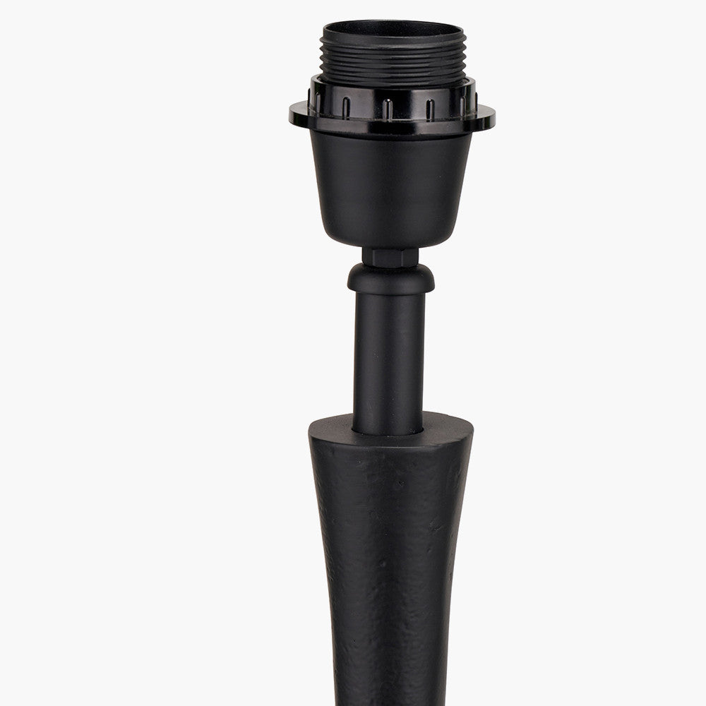 Llora Matt Black Metal Curved Table Lamp Base with Lars 35cm Racing Green Ikat Patterned Cylinder Lampshade