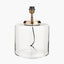 Josie Clear Glass and Antique Brass Metal Large Table Lamp Base with Lino 45cm White Self Lined Linen Cylinder Lampshade