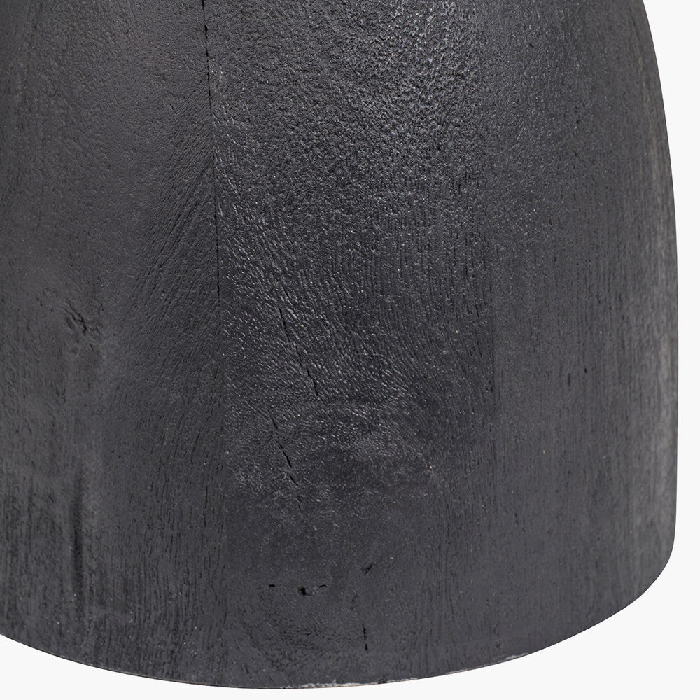 Corella Black Mango Wood Curved Table Lamp Base with Izara 40cm Cinnamon Ikat Patterned Mushroom Pleat Tapered Lampshade