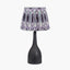 Corella Black Mango Wood Curved Table Lamp Base with Izara 40cm Lilac Ikat Patterned Mushroom Pleat Tapered Lampshade