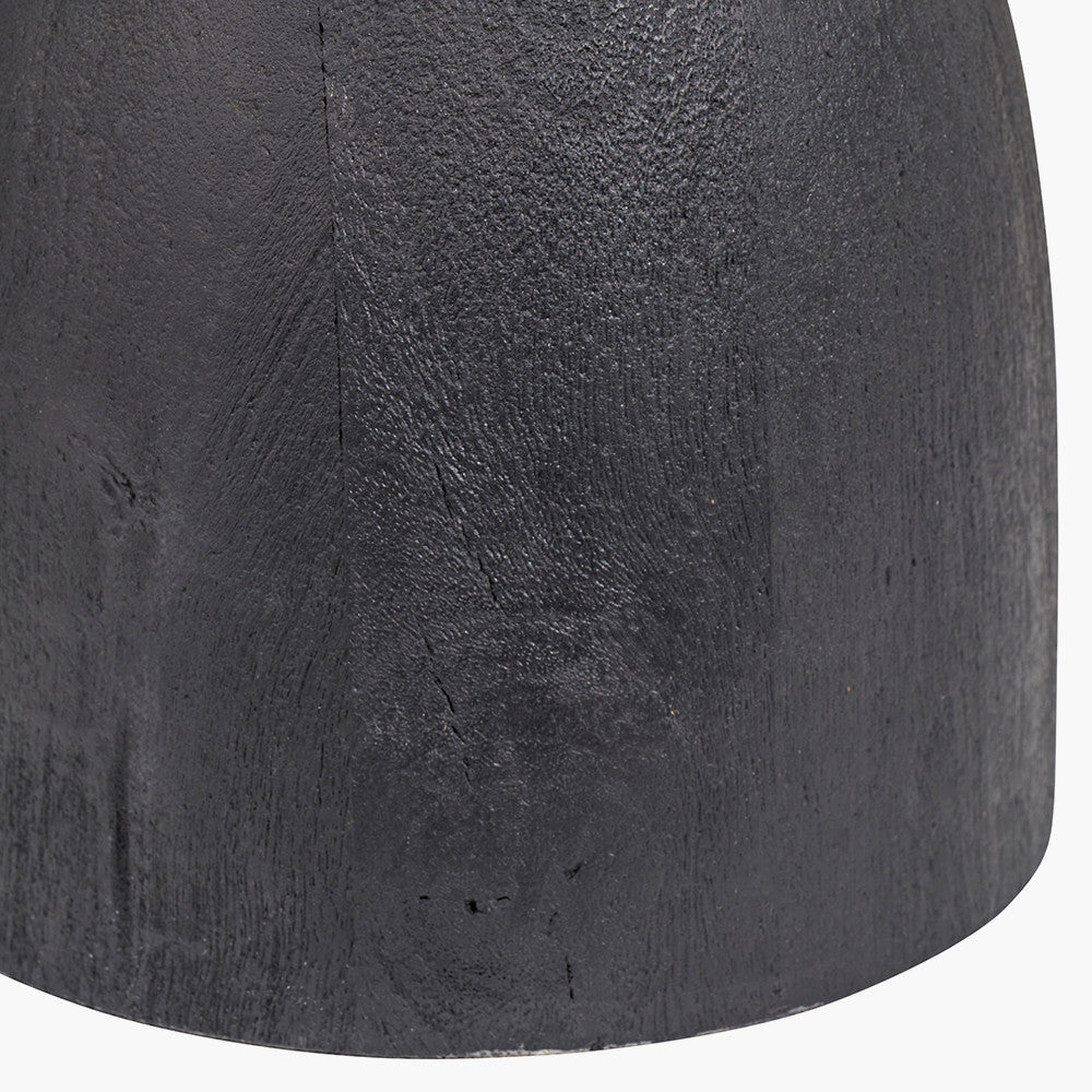 Corella Black Mango Wood Curved Table Lamp Base with Izara 40cm Lilac Ikat Patterned Mushroom Pleat Tapered Lampshade