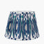 Corella Black Mango Wood Curved Table Lamp Base with Izara 40cm Ocean Blue Ikat Patterned Mushroom Pleat Tapered Lampshade