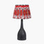 Corella Black Mango Wood Curved Table Lamp Base with Izara 40cm Red Ikat Patterned Mushroom Pleat Tapered Lampshade