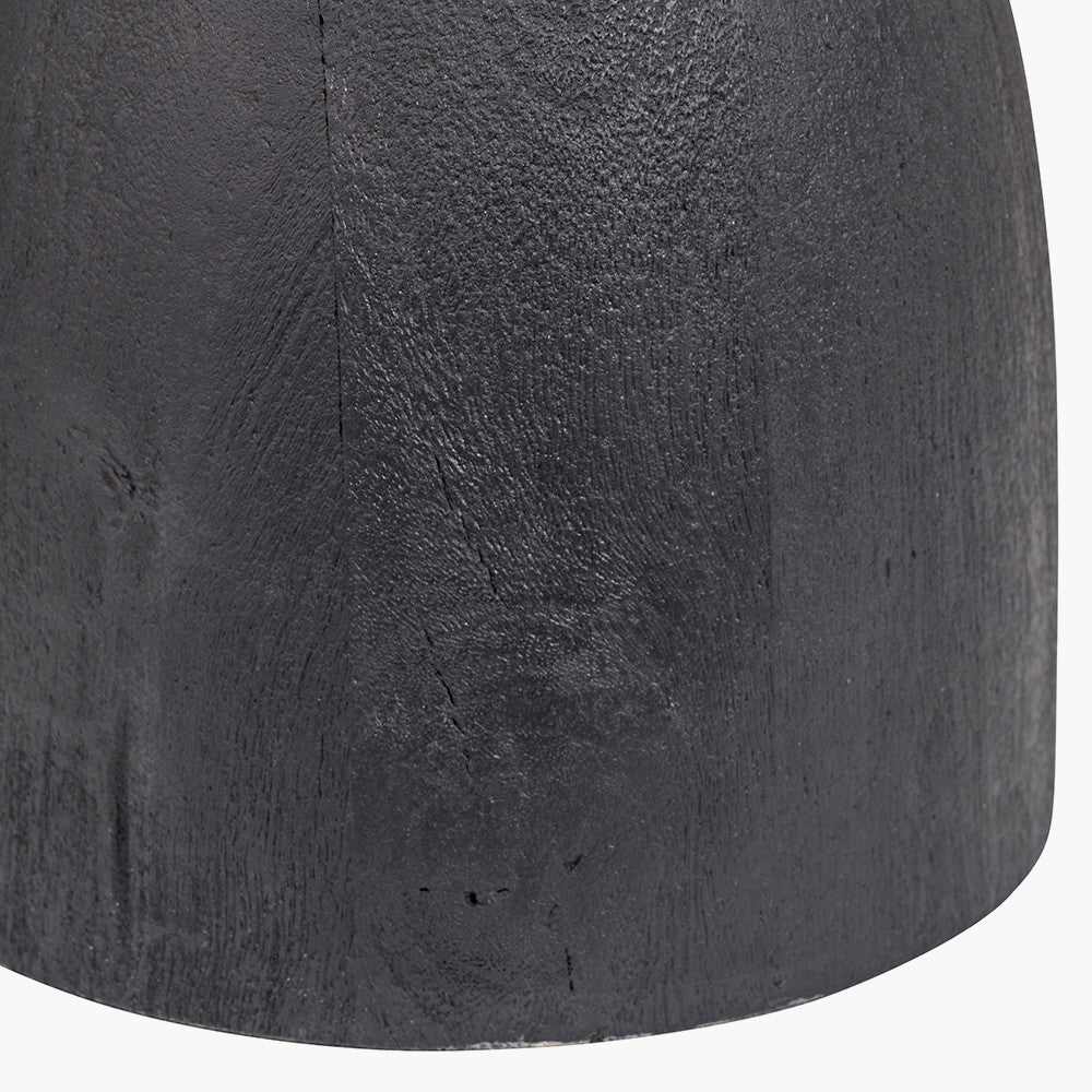 Corella Black Mango Wood Curved Table Lamp Base with Izara 40cm Red Ikat Patterned Mushroom Pleat Tapered Lampshade