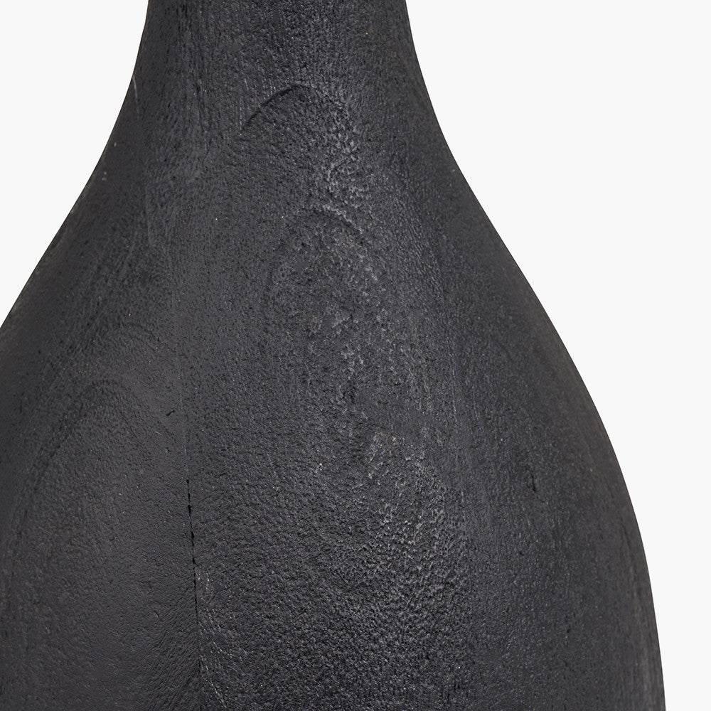 Corella Black Mango Wood Curved Table Lamp Base with Izara 40cm Red Ikat Patterned Mushroom Pleat Tapered Lampshade