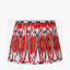 Corella Black Mango Wood Curved Table Lamp Base with Izara 40cm Red Ikat Patterned Mushroom Pleat Tapered Lampshade