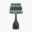 Corella Black Mango Wood Curved Table Lamp Base with Izara 40cm Racing Green Ikat Patterned Mushroom Pleat Tapered Lampshade