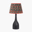 Corella Black Mango Wood Curved Table Lamp Base with Floressa 40cm Red Floral Patterned Mushroom Pleat Tapered Lamp Shade