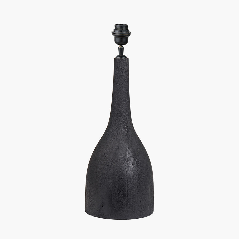 Corella Black Mango Wood Curved Table Lamp Base with Floressa 40cm Red Floral Patterned Mushroom Pleat Tapered Lamp Shade