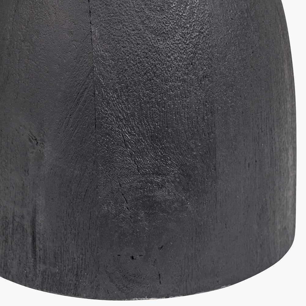 Corella Black Mango Wood Curved Table Lamp Base with Floressa 40cm Red Floral Patterned Mushroom Pleat Tapered Lamp Shade