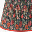 Corella Black Mango Wood Curved Table Lamp Base with Floressa 40cm Red Floral Patterned Mushroom Pleat Tapered Lamp Shade