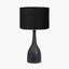 Corella Black Mango Wood Curved Table Lamp Base with Lino 40cm Black Self Lined Linen Cylinder Lampshade