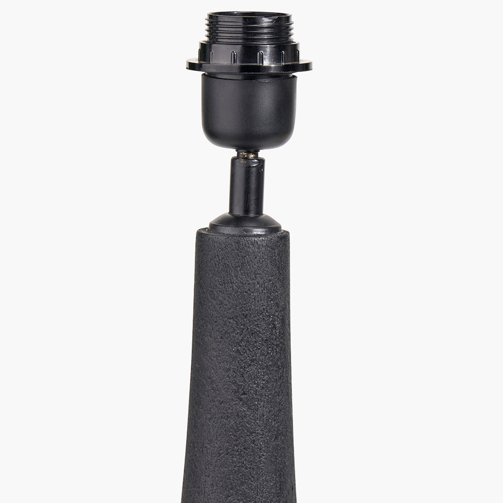 Corella Black Mango Wood Curved Table Lamp Base with Lino 40cm White Self Lined Linen Cylinder Lampshade