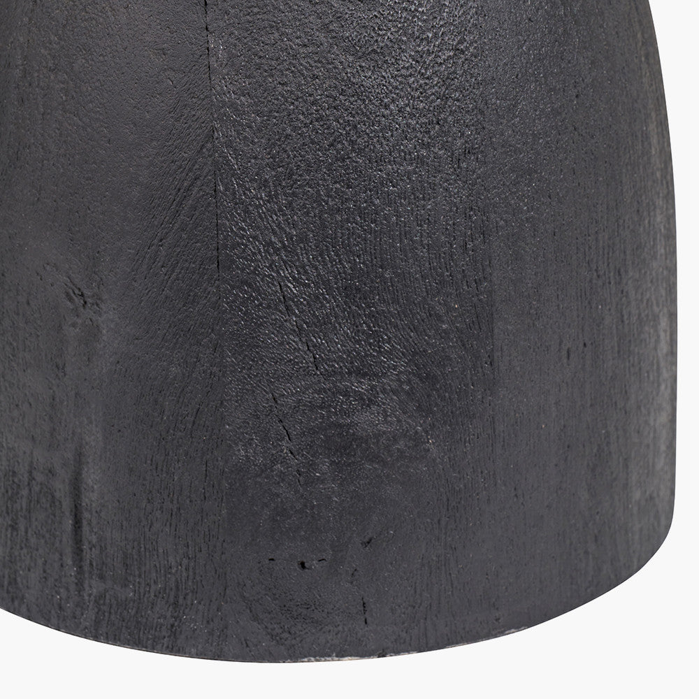Corella Black Mango Wood Curved Table Lamp Base with Lino 40cm White Self Lined Linen Cylinder Lampshade