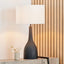Corella Black Mango Wood Curved Table Lamp Base with Lino 40cm White Self Lined Linen Cylinder Lampshade