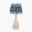 Corella Natural Mango Wood Curved Table Lamp Base with Izara 40cm Ocean Blue Ikat Patterned Mushroom Pleat Tapered Lampshade
